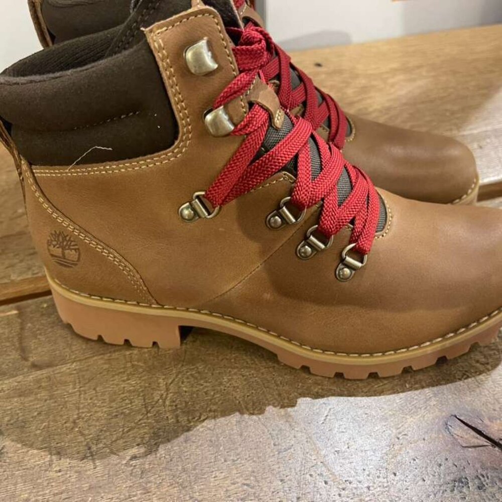 TIMBERLAND WOMEN'S ELLENDALE MID LACE BOOT MD BRN F GRAIN W DK A43Y8-A1G